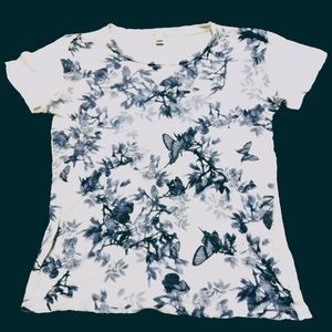 Blue Floral Butterfly Shirt